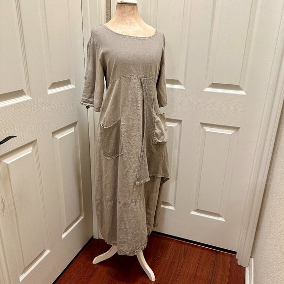 Contessa Teresa Women's 100% Linen Maxi Tunic Dress Size S Gypsy Boho (NEW) - Picture 2 of 14